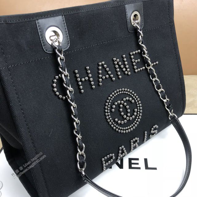 Chanel女包 A66939 Chanel Cabas Ete沙灘包 Chanel春夏新品珍珠帆布購物袋  djc4048